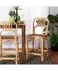 Furniture Ivora 19.5" Rattan Bohemian Counter Stool