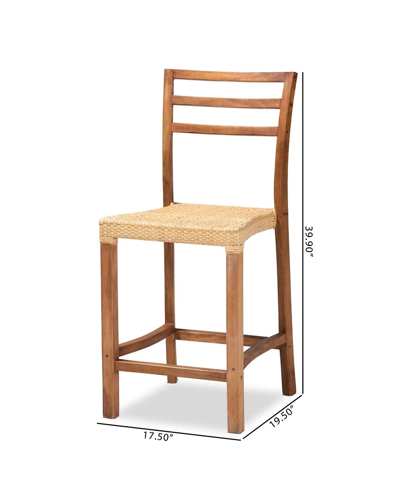 Furniture Arthur 19.5" Rattan Mid-Century Counter Stool