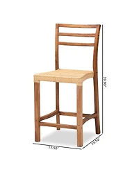 Furniture Arthur 19.5" Rattan Mid-Century Counter Stool