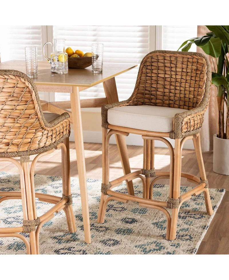 Furniture Kyle 24" Rattan Bohemian Dining Chair with Cushion