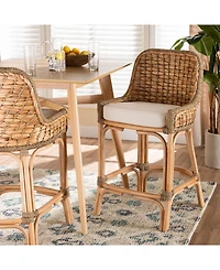 Furniture Kyle 24" Rattan Bohemian Dining Chair with Cushion