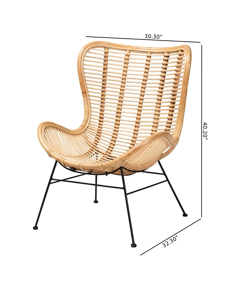 Furniture Colorado 32.3" Rattan Bohemian Accent Chair