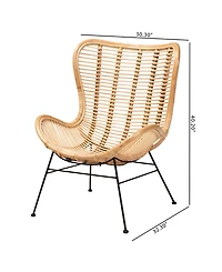 Furniture Colorado 32.3" Rattan Bohemian Accent Chair