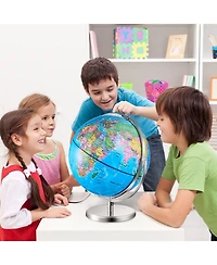 Sugift Illuminated World Globe 13" Educational Led Constellation Globe Metal Base