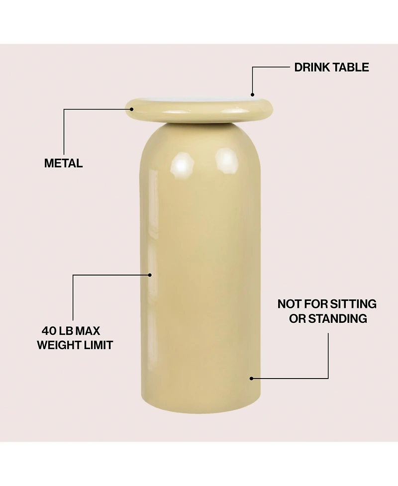 Jonathan Y 22.75" Metal Mid-Century Modern Sleek Cylinder Drink Table and Decorative End