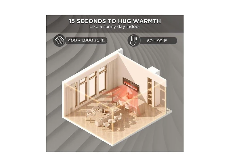 Gaomon 90" Wall Mounted/Recessed Electric Fireplace, Smart WiFi Control, 750/1500W Dual Heat, Touch Screen, Timer