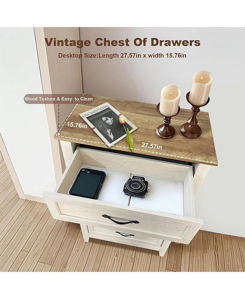 gaomon Farmhouse 5-Drawer Tall Yellow Dresser, Wooden Storage Chest for Bedroom, Living Room, Hallway