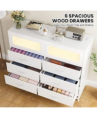 gaomon Dresser for Bedroom with 6 Drawers 2-Door Storage Cabinet Dressers & Chest of Drawers with Charging Station