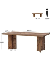 Tribesigns 63-inch Dining Table for 4-6, Farmhouse Kitchen Table with Large Tabletop, Rectangular Dinner Eating Table