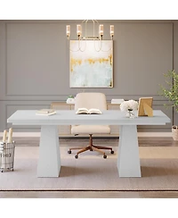 Tribesigns 63-Inch Executive Desk, Large Office Computer Desk with Double Pedestal, Modern Simple Workstations