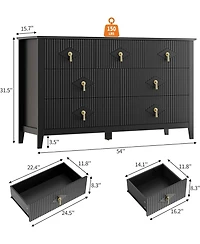 gaomon 54"W 7-Drawer Modern Wood Chest with Metal Handles, Bedroom Storage Cabinet Dresser