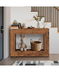 gaomon 47" Entryway Console Table, Farmhouse Sofa Table Behind Couch with Storage Shelf, Elegant & Spacious Long Hallway & Foyer Table