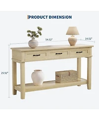 gaomon Console Table Entryway Table with 3 Storage Drawers, 3-Tier dust rial Metal Sofa Table Behind Couch Table, Hallway Table for Entryway