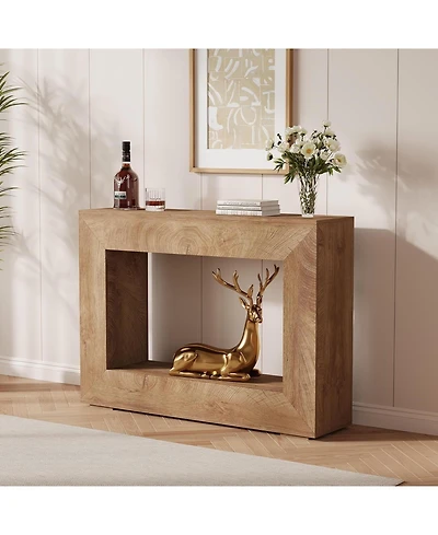 gaomon 47in Farmhouse Console Table with Storage Shelf, Wood Sofa Table Behind Couch, Vintage Hallway Accent Table for Living Room Entryway