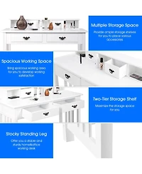 Costway Writing Desk Mission White Home Office Computer Desk 4 Drawer