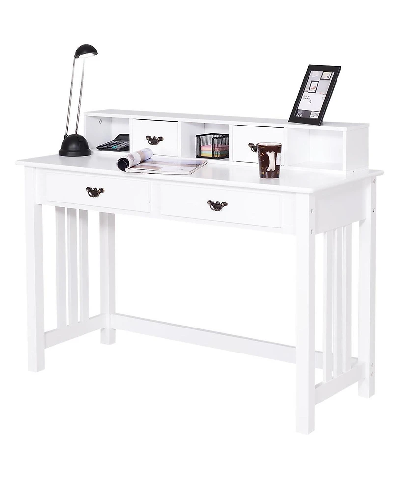 Costway Writing Desk Mission White Home Office Computer Desk 4 Drawer