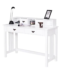 Costway Writing Desk Mission White Home Office Computer Desk 4 Drawer