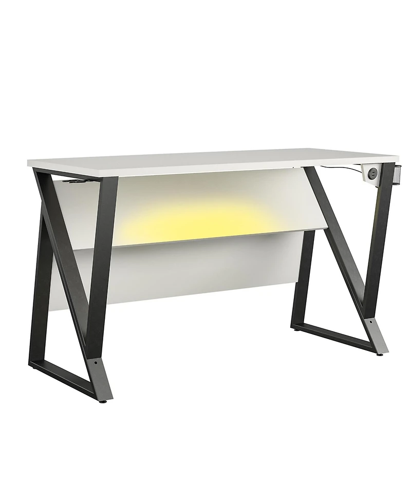 Flynama Genesis Electric Adjustable Height Gaming Desk with Usb Charging and Rgb Lighting White Ergonomic Standing Desk for Professional Gamers