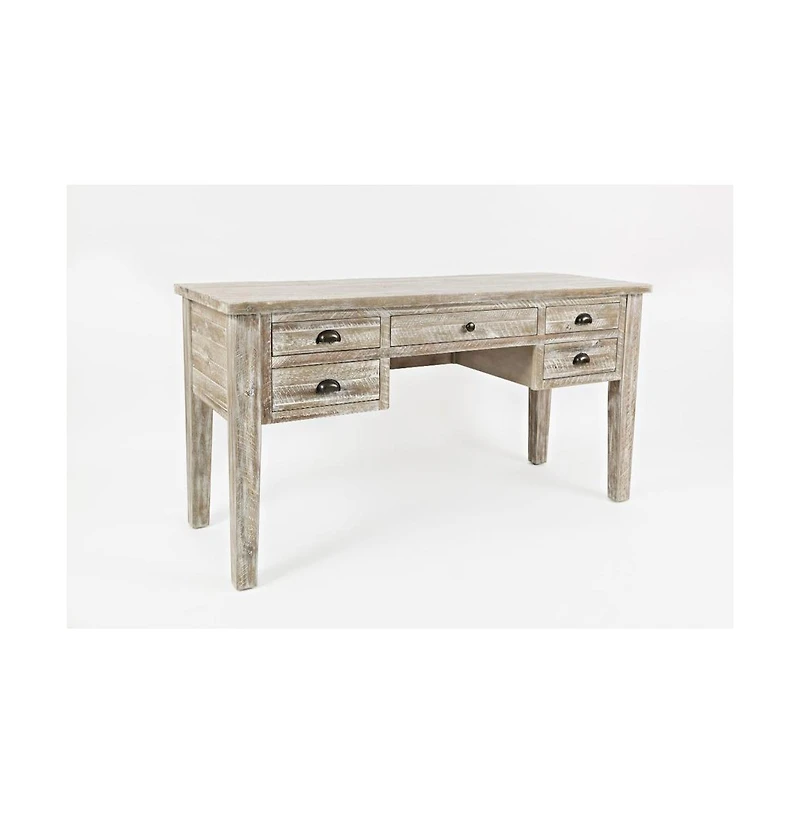 Jofran Artisan's Craft Rustic Farmhouse Distressed Solid Wood 5-Drawer Desk