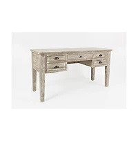 Jofran Artisan's Craft Rustic Farmhouse Distressed Solid Wood 5-Drawer Desk