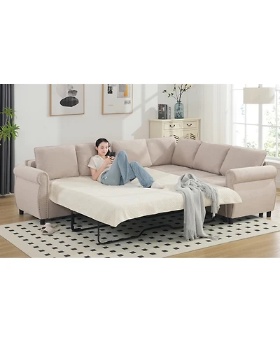 Streamdale 2-in-1 Sleeper Sofa 6-Seater L-Shaped Sofa Bed