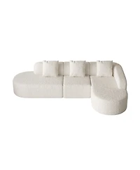 Streamdale Furniture L-shaped curved modular sofa, modern lychee-textured polyester fabric, curved backrest