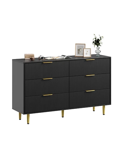 Gaomon Fluted Dresser for Bedroom,Wooden Chest of Drawers with Metal Handle & Feet