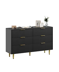 Gaomon Fluted Dresser for Bedroom,Wooden Chest of Drawers with Metal Handle & Feet