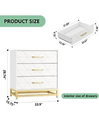 Dresser for Bedroom with 3 Drawer, Modern Dressers Chest of Drawers, with Wide Drawers and Metal Handles, Wood Dressers
