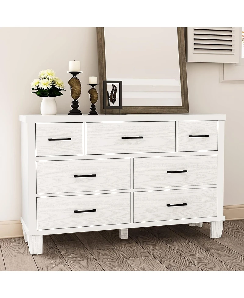 Gaomon Dresser for Bedroom with 7 Drawers, Wooden Storage Chest with Metal Handles, Modern Organizer Cabinet for Living Room, Closet, Entryway