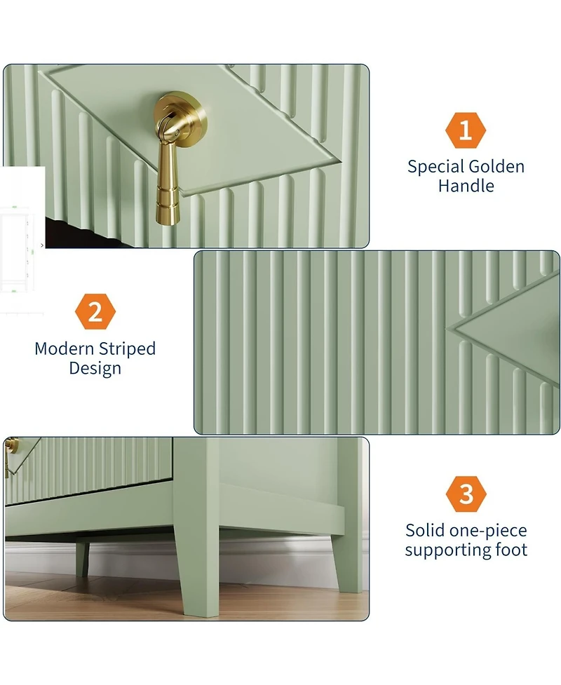 gaomon Fluted Dresser for Bedroom 43" Tall, 5-Drawer Modern Wood Chest, Space-Saving Storage Cabinet Living Room, Hallway, or Entryway