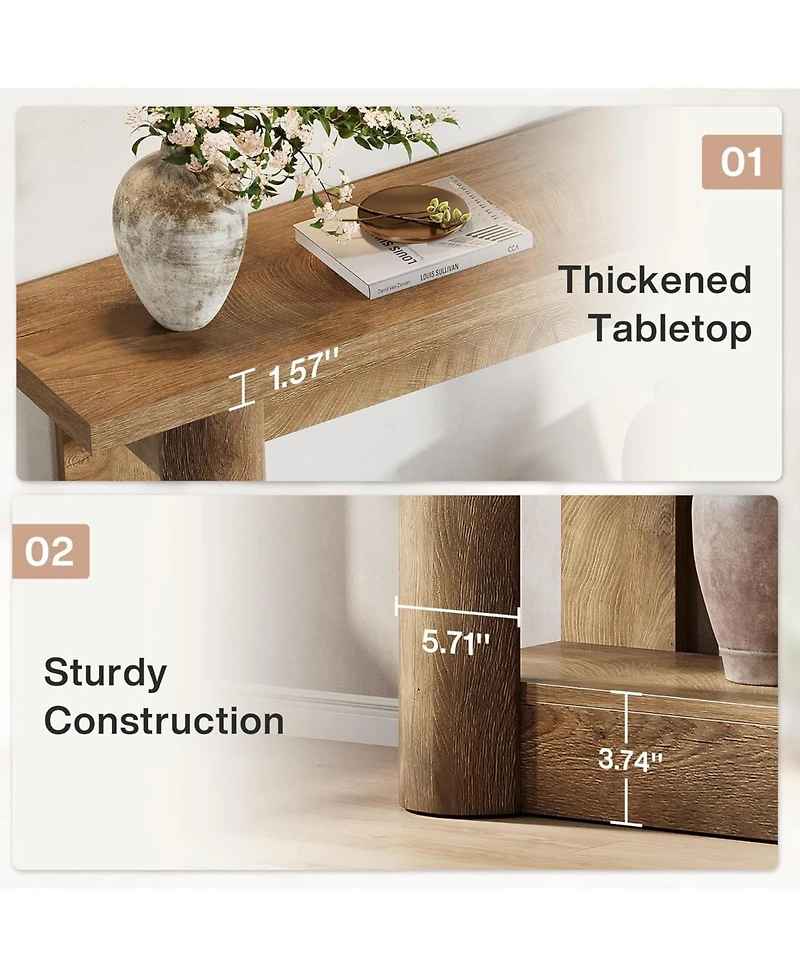 Tribesigns 63-Inch Farmhouse Console Table, Narrow Long Sofa Table Behind Couch, 2-Tier Storage Entryway Furniture