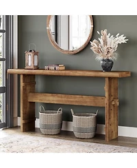 Tribesigns Solid Wood Console Table for Entryway, 63-Inch Long Farmhouse Sofa Table Behind Couch