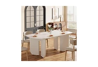 Tribesigns 63" Large Rectangle Kitchen Table with Rounded Edges, Modern Table with Curved Base