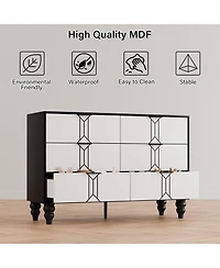 gaomon 6 Drawer Dresser with Vintage Pattern Design, Modern Chest