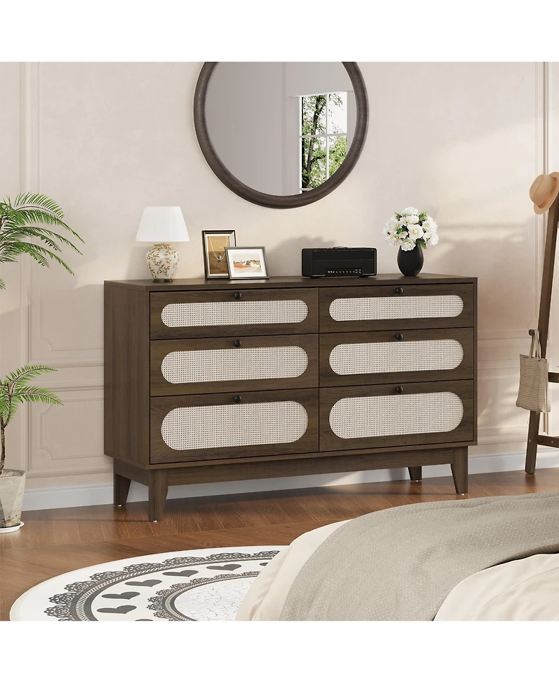 gaomon 6 Drawer Dresser for Bedroom, Wide Modern Chest of Drawers