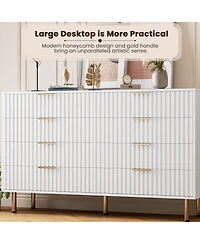Gaomon Fluted 6 Drawer Storage Dresser, Tall Modern Chest with Ample Deep Drawers and Wide Top