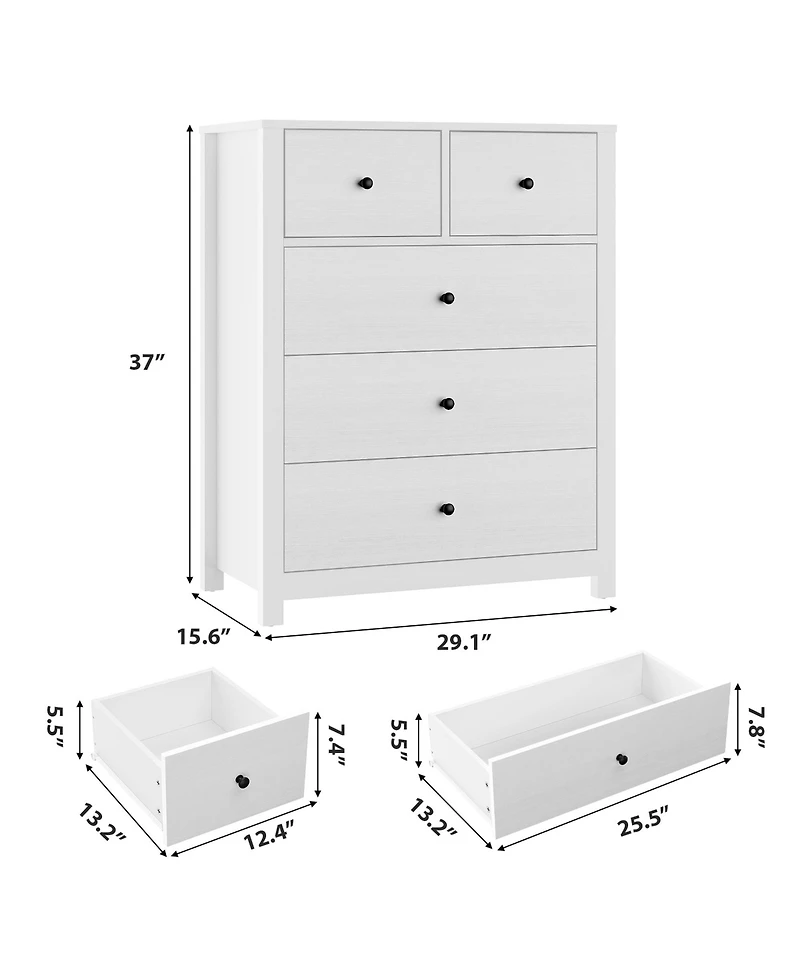 gaomon 5 Drawer Dresser for Bedroom, Modern Tall Organizer with Storage Drawers