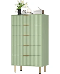 gaomon Fluted Wood 5-Drawer for Bedroom, Modern Chest, Tall Dresser