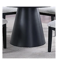 Lovmor 1pc Round Table Unique Cone-Shaped Base Black Color Wooden Casual Modern Dining Room Table Only
