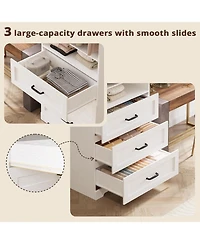 Ironck Freestanding Closet System with 3 Wood Drawers, Adjustable Shelves and Hanging Rod, White