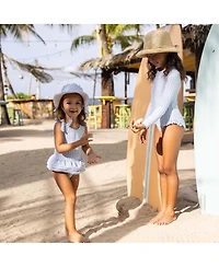 Snapper Rock Little Girls Seaside Gingham Leg Frill Surf Suit