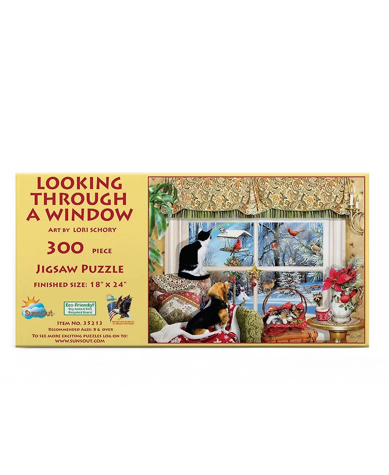 SunsOut Looking Through a Window 300 piece Jigsaw Puzzle for Adults Christmas