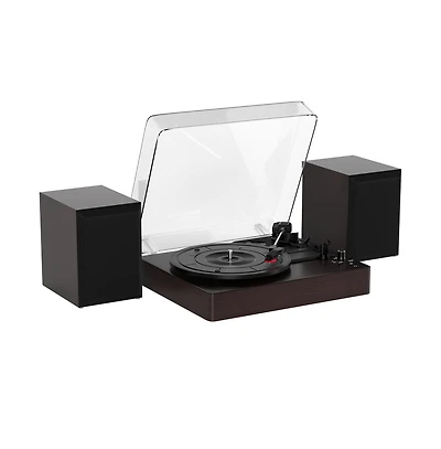 Artudatech Retro Record Player System with 3-Speed Turntable, Bluetooth 5.0 & Dual Speakers