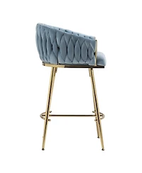 Streamdale Blue Hand-wave Back 26" Bar Stools, Set of 2