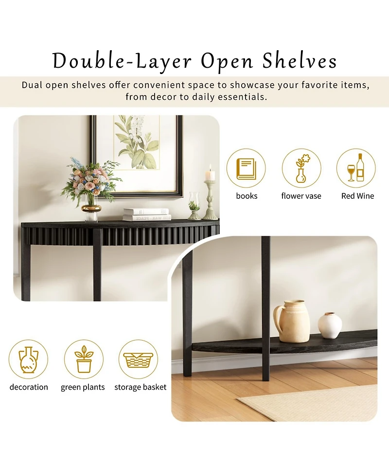 Streamdale Furniture 55" Wood Veneer Open Shelf Entry Table