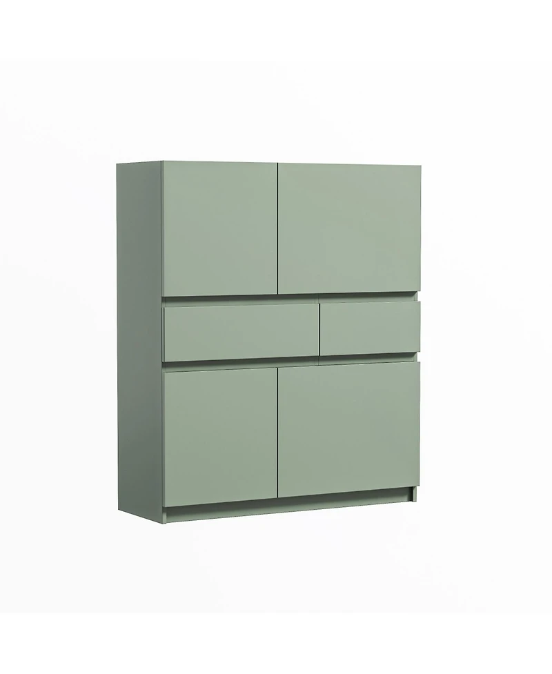Streamdale Green wooden storage cabinet with 4 doors and 2 drawers