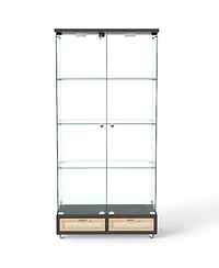 Streamdale Furniture Modern Glass Display Cabinet w/ Drawers & Led Lights