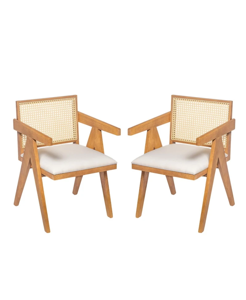 Streamdale Furniture Cane Upholstered Dining Chairs (Set of 2) Black/Natural