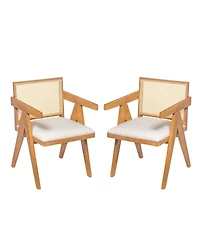 Streamdale Furniture Cane Upholstered Dining Chairs (Set of 2) Black/Natural